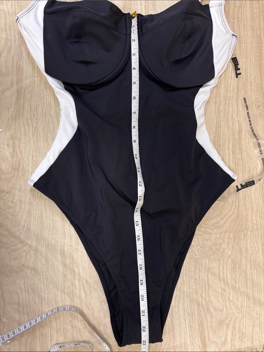 TA3 Lifty Contour Shapewear One Piece Swimsuit, Black/White - Large XLong - Picture 7 of 8